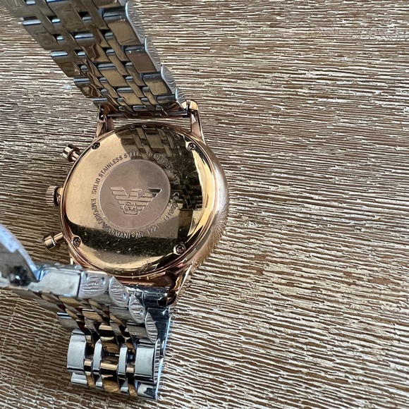 Emporio Armani Chronograph Two-Tone Silver/Rose Gold Watch - Picture 4 of 7
